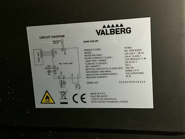 Valberg wc 105b b302c wijnklimaatkast - afbeelding 3 van  5