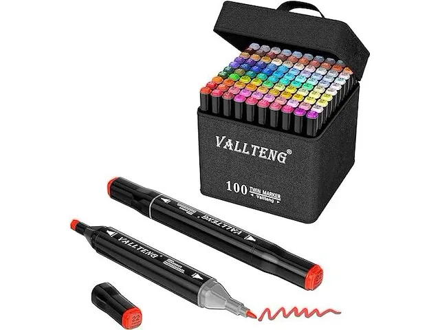 Vallteng 100 kleuren permanente art markers - afbeelding 1 van  5