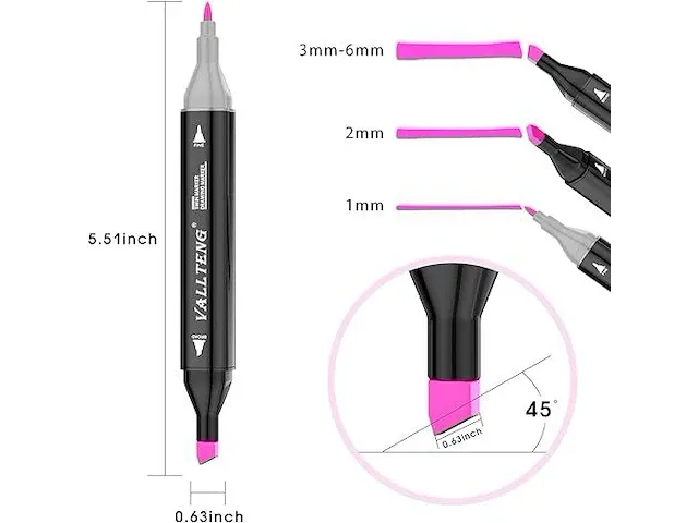 Vallteng 100 kleuren permanente art markers - afbeelding 2 van  5