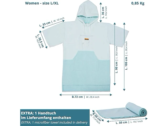 Valuents badponcho voor volwassenen - afbeelding 2 van  3