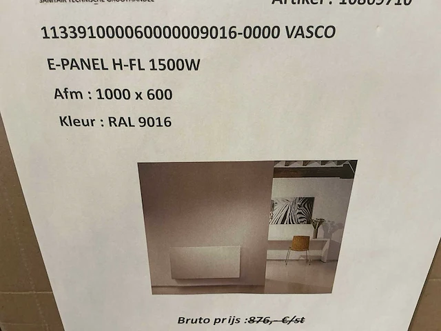 Vasco h-fl elektrische verwarmings paneel - afbeelding 1 van  3
