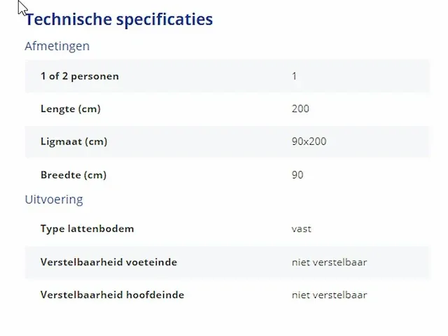 Vaste lattenbodem 90 x 200 cm - afbeelding 3 van  3