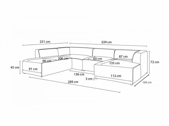 Vaste panoramische bank - gemêleerde stof - afbeelding 10 van  11