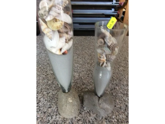Vazen met schelpen 2stuks - afbeelding 2 van  2
