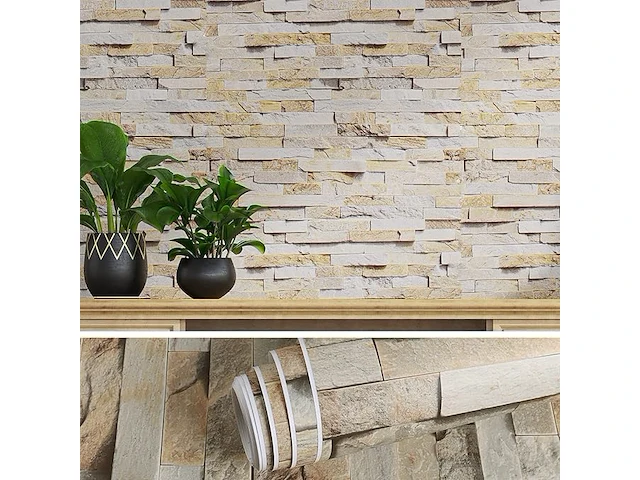 Veelike baksteeneffect behang 40 cm x 900 cm, 2 stuks - afbeelding 1 van  4