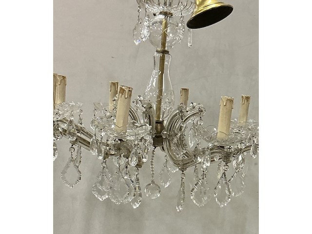 Venitiaanse kroonluchter in kristal, met 8 armen,jaren'50 - afbeelding 2 van  2
