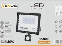 Venus 30x schijnwerper 100w led met sensor - ip66 waterdicht 6500k koud wit - afbeelding 2 van  3