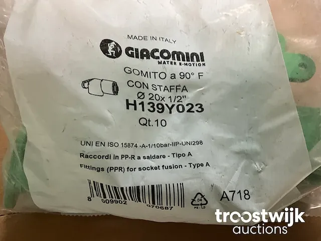 Verbinding en koppelstukken voor giacogreen buis watertoevoer. - afbeelding 5 van  5
