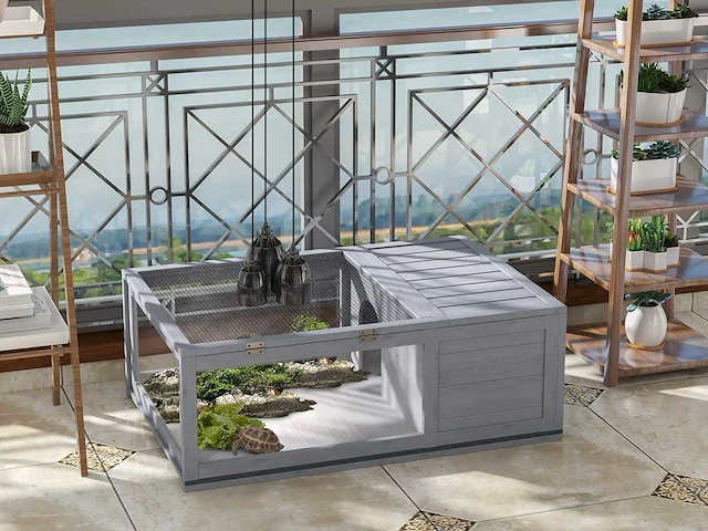 Verblijf huis kooi habitat voor kleine dieren schildpadden met 2 plaatsen - afbeelding 1 van  7