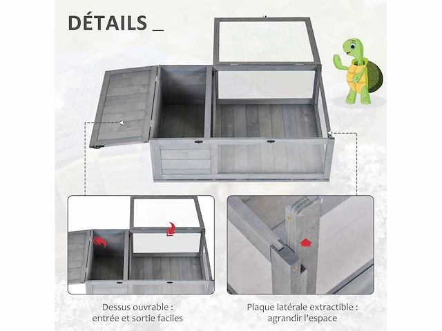 Verblijf huis kooi habitat voor kleine dieren schildpadden met 2 plaatsen - afbeelding 6 van  7