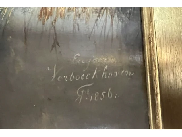 Verboeckhoven eugène schilderij op paneel - afbeelding 2 van  2
