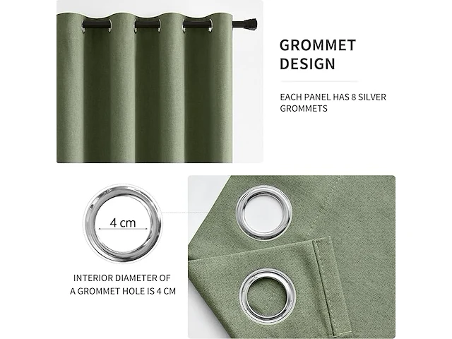 Verduisterende gordijnen groen 140*260 (2stuks) - afbeelding 3 van  4