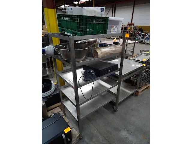 Verrijdbaar inox rek + inhoud - afbeelding 1 van  7