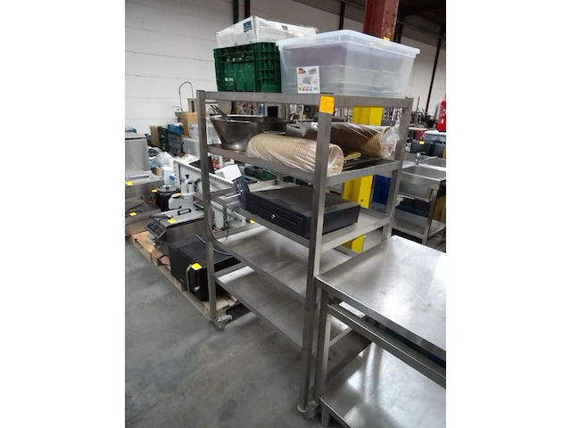 Verrijdbaar inox rek + inhoud - afbeelding 2 van  7