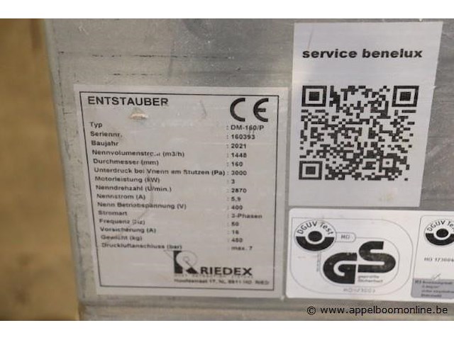 Verrijdbare afzuiginstallatie riedex dm-160p, bj 2021, werking niet gekend - afbeelding 2 van  2