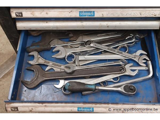 Verrijdbare gereedschapswagen scheppach met inhoud - afbeelding 4 van  5