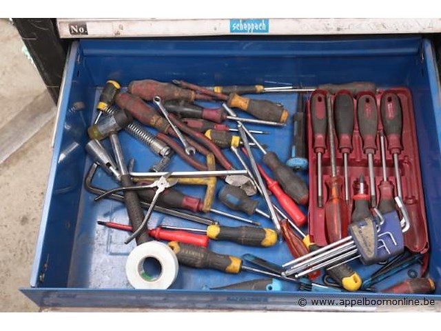 Verrijdbare gereedschapswagen scheppach met inhoud - afbeelding 5 van  5