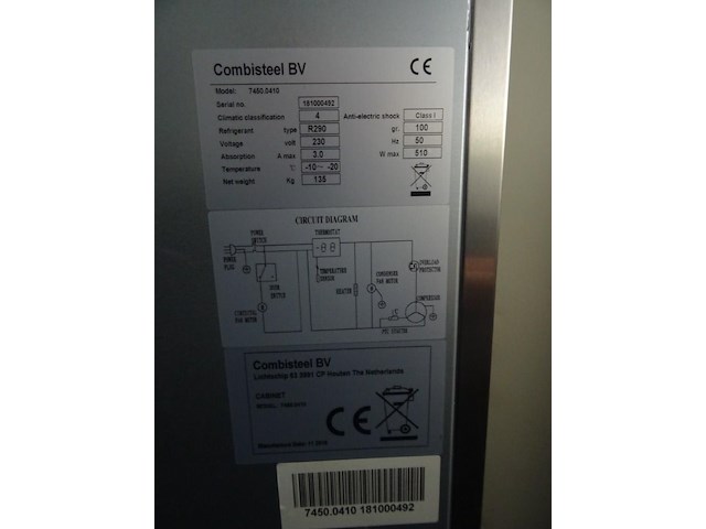 Verrijdbare inox koelkast combisteel - afbeelding 5 van  5