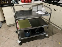 Verrijdbare rvs opdienkar - afbeelding 1 van  4