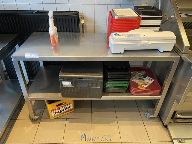 Verrijdbare rvs werktafel - afbeelding 1 van  3