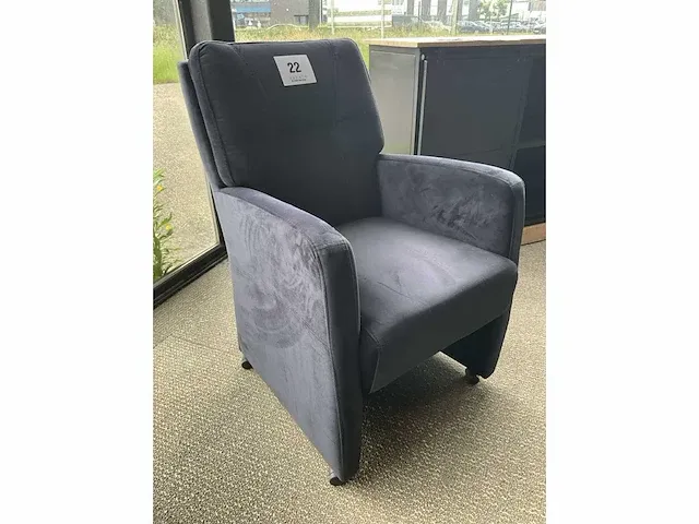Verrijdbare stoffen clubzetel - blauw - afbeelding 1 van  2