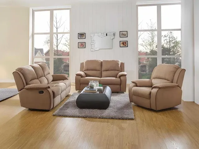 Verstelbare 3-zitsbank in microvezel - taupe - afbeelding 2 van  7