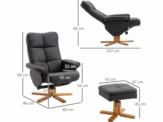 Verstelbare fauteuil lounge chair - voetensteun - afbeelding 3 van  9