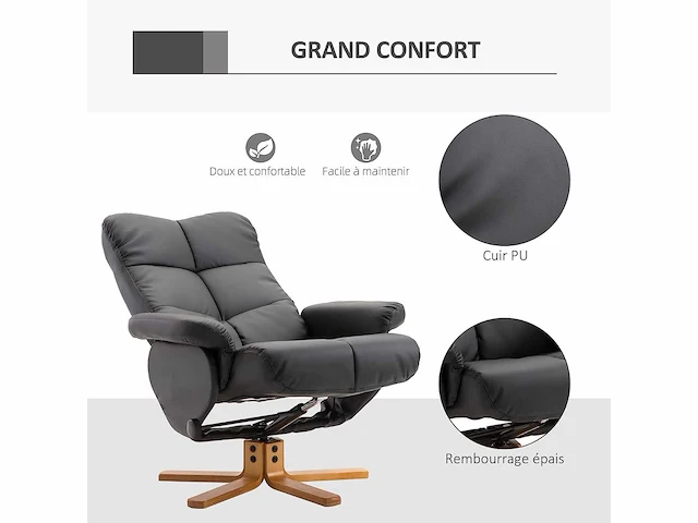 Verstelbare fauteuil lounge chair - voetensteun - afbeelding 6 van  9