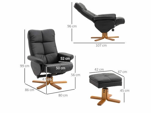 Verstelbare fauteuil lounge stoel met voetensteun - afbeelding 4 van  10