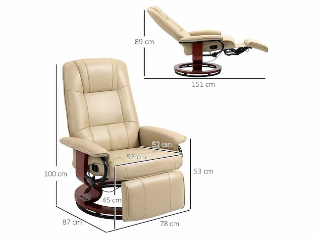 Verstelbare fauteuil met verstelbare voetsteun en 360° draaibaar - afbeelding 4 van  8