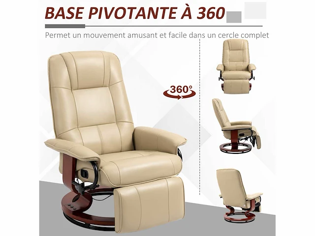 Verstelbare fauteuil met verstelbare voetsteun en 360° draaibaar - afbeelding 6 van  8