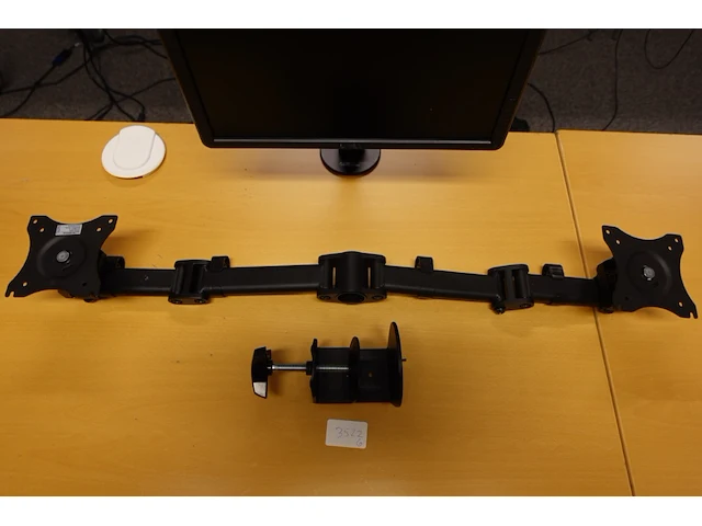 Vertical mounted dual monitor base, with 2x 17" dell monitor + arm for dual monitors horizontal + 2de voet - afbeelding 2 van  4