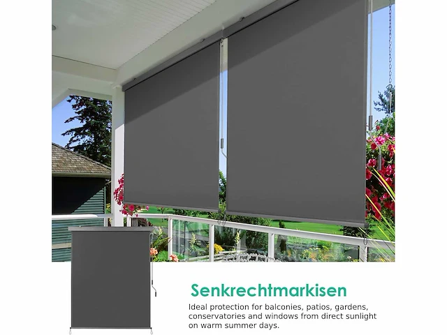 Verticale balkonluifel, 160x250cm - grijs - afbeelding 4 van  5