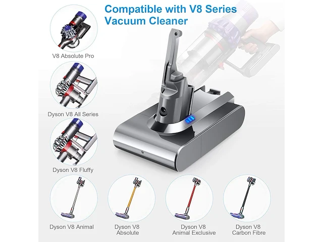 Vervangende batterij voor dyson v8 sv10 draadloze stofzuiger - afbeelding 4 van  4