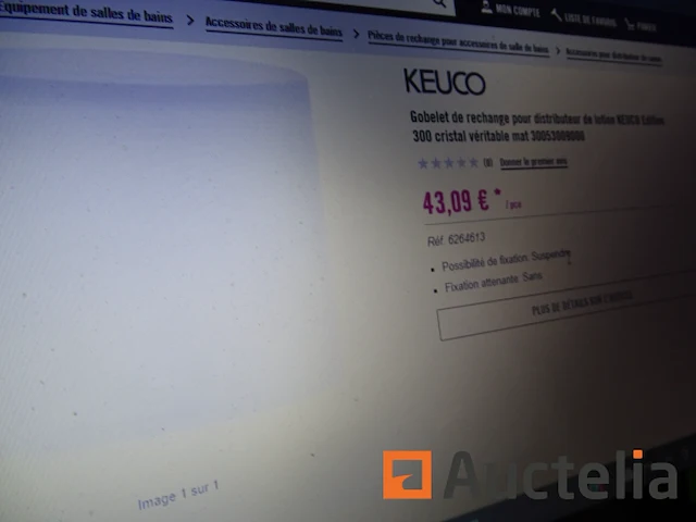 Vervangende beker voor keuco lotion dispenser edition 300 genuine crystal - afbeelding 1 van  3