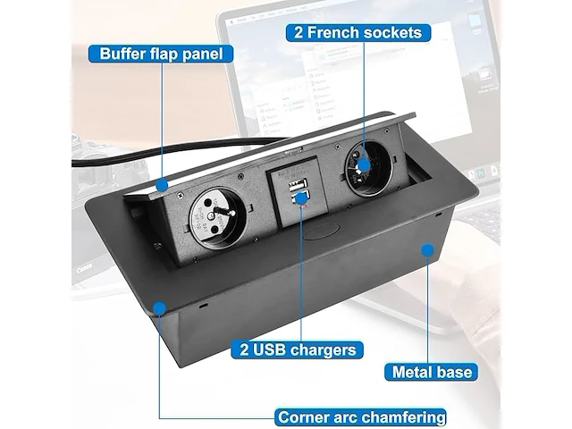 Verzinkbare verdeeldoos met stekkers en usb - afbeelding 3 van  4