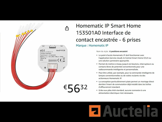 Verzonken contactinterface - 6 kanalen homematic ip smart home 153501a0 - afbeelding 1 van  2