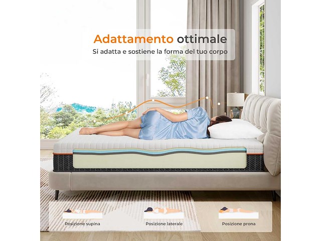 Vesgantti matras 90 x 200 cm in traagschuim met gel, dikte 26 cm - afbeelding 4 van  7