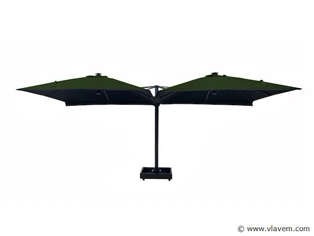 Vierdubbele hangende parasol donkergroen - afbeelding 3 van  10