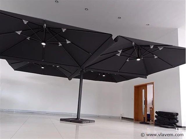 Vierdubbele hangende parasol zwart (4 * 300x300cm) - afbeelding 3 van  11