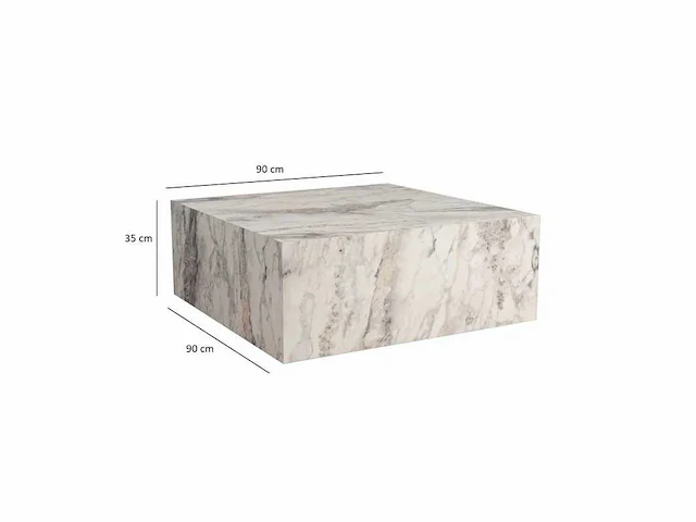 Vierkante salontafel in mdf marmer afwerking xl - afbeelding 6 van  6