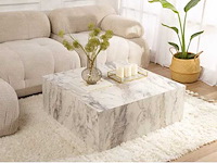 Vierkante salontafel in mdf marmer afwerking xl - afbeelding 1 van  8