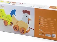 Viga toys - loop en trekfiguur - kip met kuikens - afbeelding 3 van  4