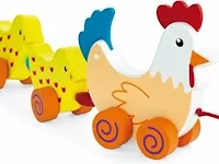 Viga toys - loop en trekfiguur - kip met kuikens - afbeelding 4 van  4