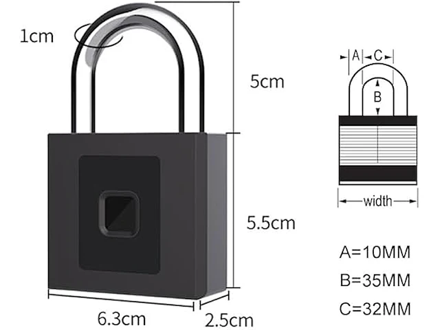 Vingerafdrukhangslot elinksmart sleutelloos - afbeelding 2 van  3
