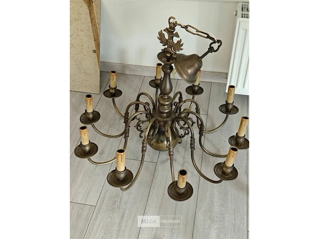 Vintage 10-armige luster - afbeelding 1 van  4