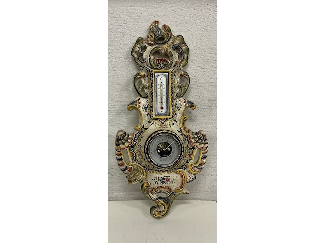 Vintage barometer en thermometer uit rouan, frankrijk - afbeelding 1 van  2