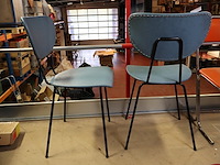 Vintage blauw leder simili stoel (x2) - afbeelding 3 van  4