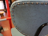 Vintage blauw leder simili stoel (x2) - afbeelding 4 van  4