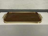 Vintage dienblad met koperkleurige kader - achterkand in roodkleurig - afbeelding 3 van  3